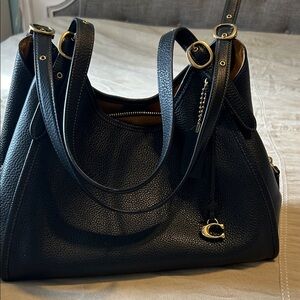 Coach Black Pebbled Leather Shoulder Bag